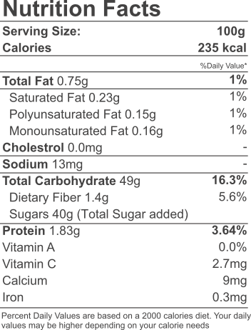 Yellow Turmeric Bites Nutritional Facts